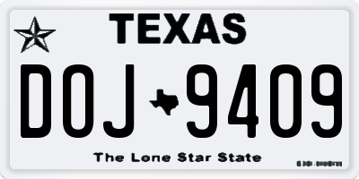 TX license plate DOJ9409