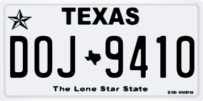 TX license plate DOJ9410