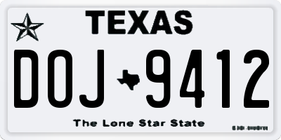 TX license plate DOJ9412