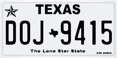 TX license plate DOJ9415