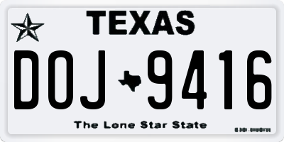 TX license plate DOJ9416