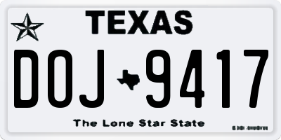 TX license plate DOJ9417
