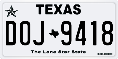 TX license plate DOJ9418