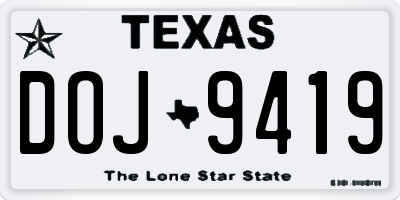TX license plate DOJ9419