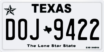 TX license plate DOJ9422