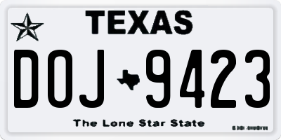 TX license plate DOJ9423