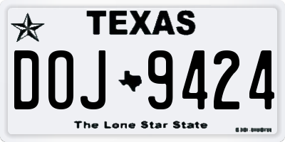 TX license plate DOJ9424