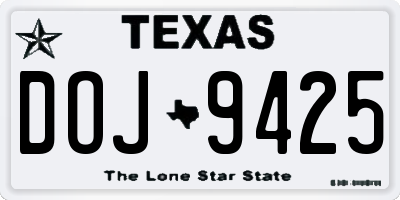 TX license plate DOJ9425