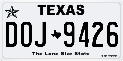 TX license plate DOJ9426