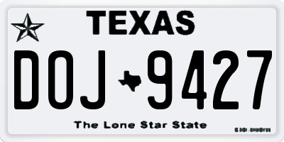 TX license plate DOJ9427
