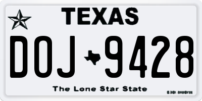 TX license plate DOJ9428