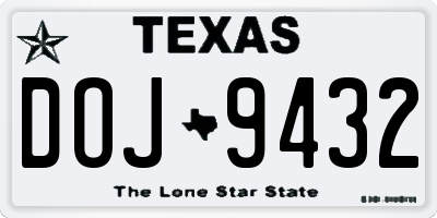 TX license plate DOJ9432