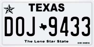TX license plate DOJ9433