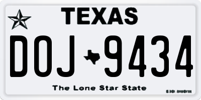 TX license plate DOJ9434