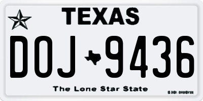 TX license plate DOJ9436
