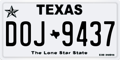 TX license plate DOJ9437