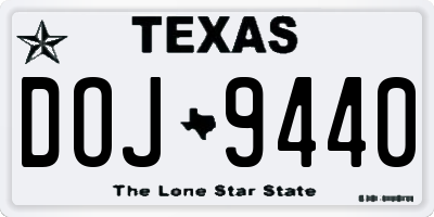 TX license plate DOJ9440