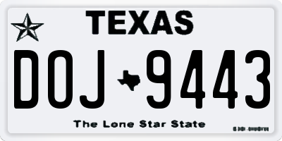 TX license plate DOJ9443