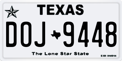 TX license plate DOJ9448