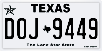 TX license plate DOJ9449