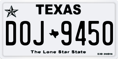 TX license plate DOJ9450