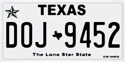 TX license plate DOJ9452