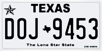 TX license plate DOJ9453