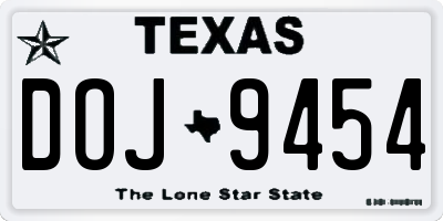 TX license plate DOJ9454