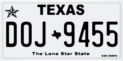 TX license plate DOJ9455