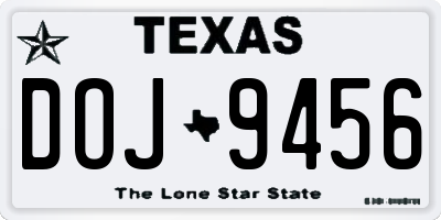 TX license plate DOJ9456