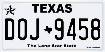 TX license plate DOJ9458