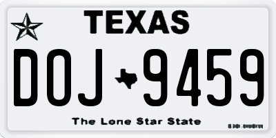 TX license plate DOJ9459