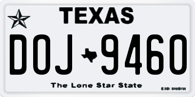 TX license plate DOJ9460