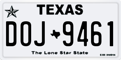 TX license plate DOJ9461