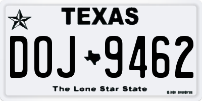 TX license plate DOJ9462