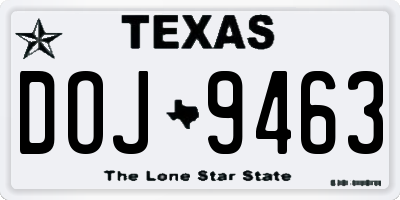 TX license plate DOJ9463
