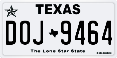 TX license plate DOJ9464