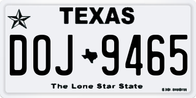 TX license plate DOJ9465