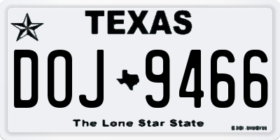 TX license plate DOJ9466