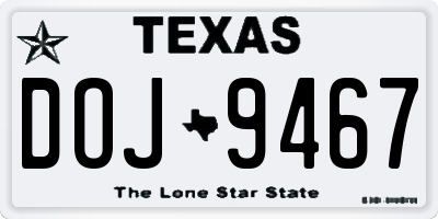 TX license plate DOJ9467