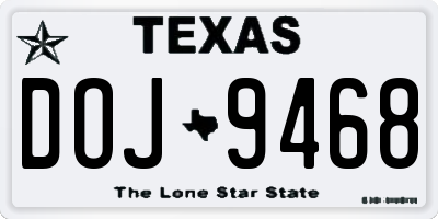 TX license plate DOJ9468