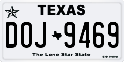 TX license plate DOJ9469