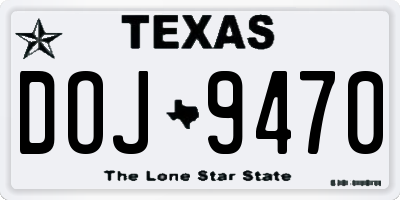 TX license plate DOJ9470