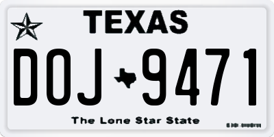 TX license plate DOJ9471