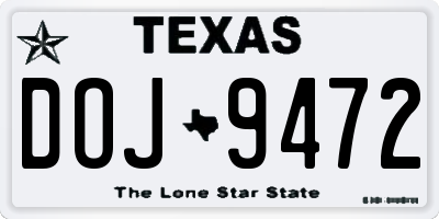 TX license plate DOJ9472