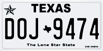 TX license plate DOJ9474