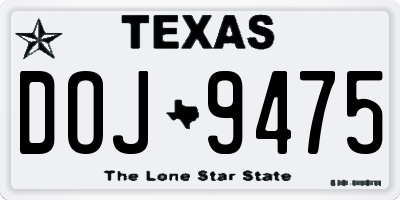 TX license plate DOJ9475