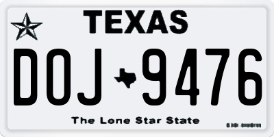 TX license plate DOJ9476