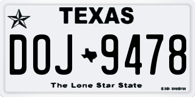 TX license plate DOJ9478