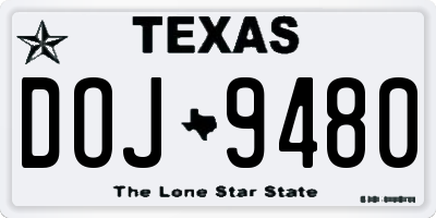 TX license plate DOJ9480